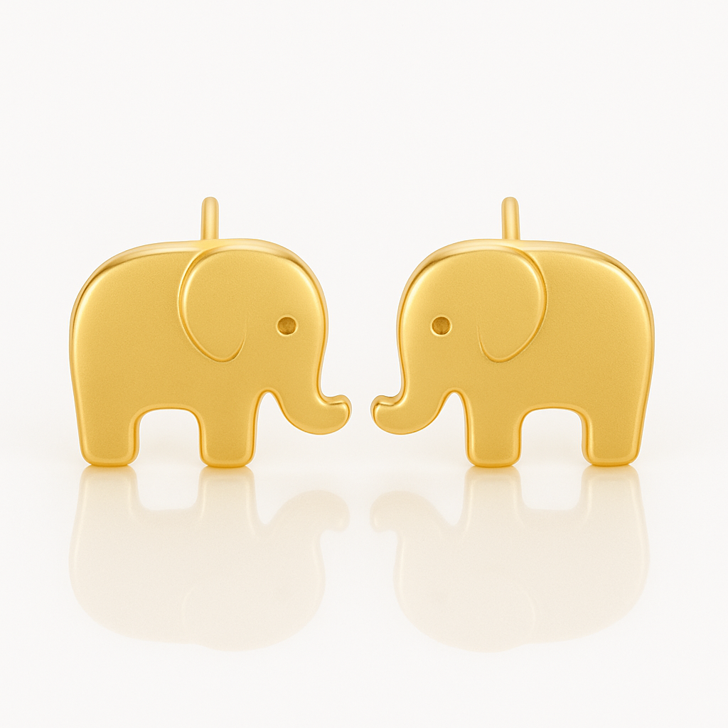 18K Gold Elephant Earrings