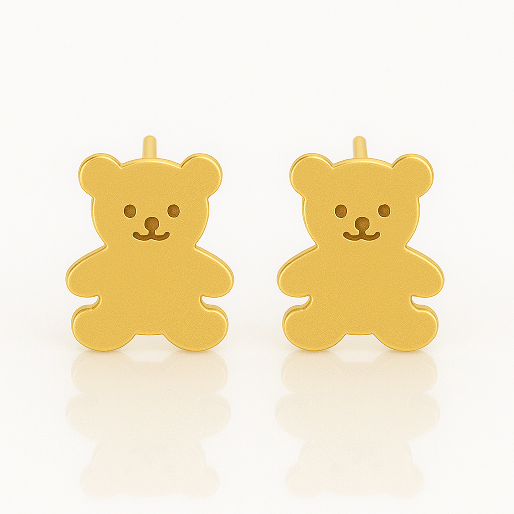 18K Gold Teddy Earrings