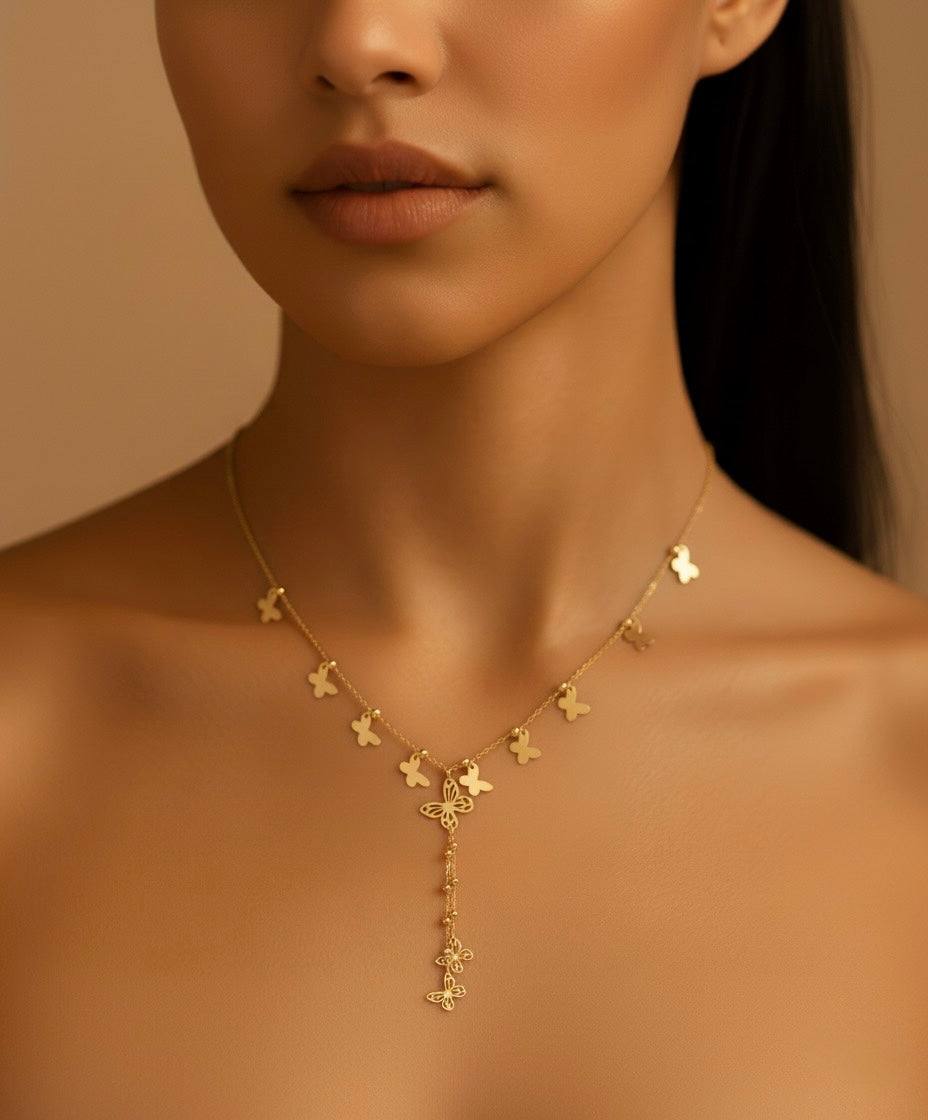 18K Gold Butterfly Charm Necklace - Noora & Co.