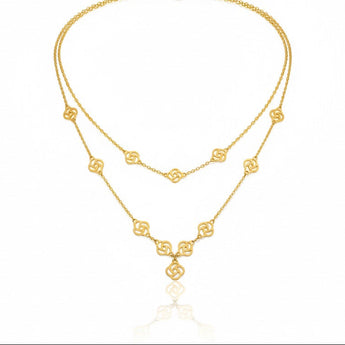 18K Gold Double Line Flower Necklace - Noora & Co.