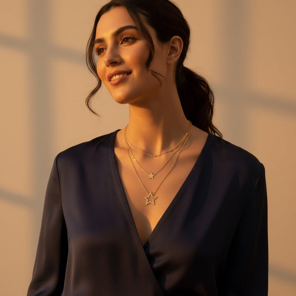 18K Gold Triple-Line Necklace - Noora & Co.