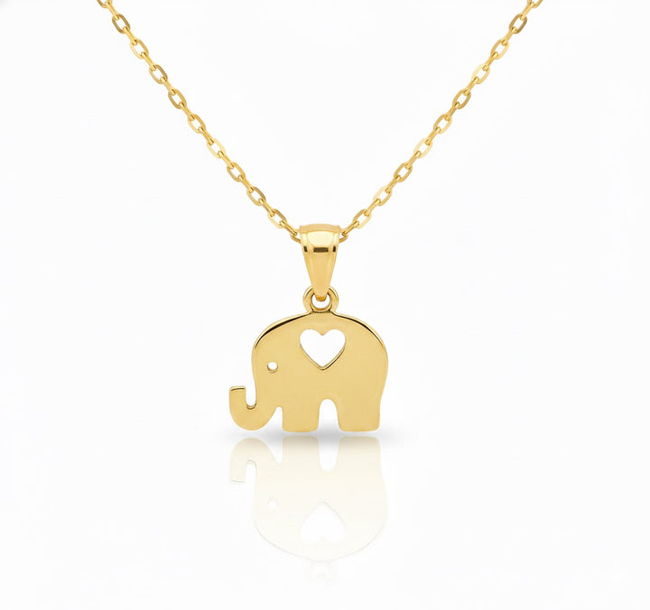 18K Gold Heart-Elephant Necklace - Noora & Co.