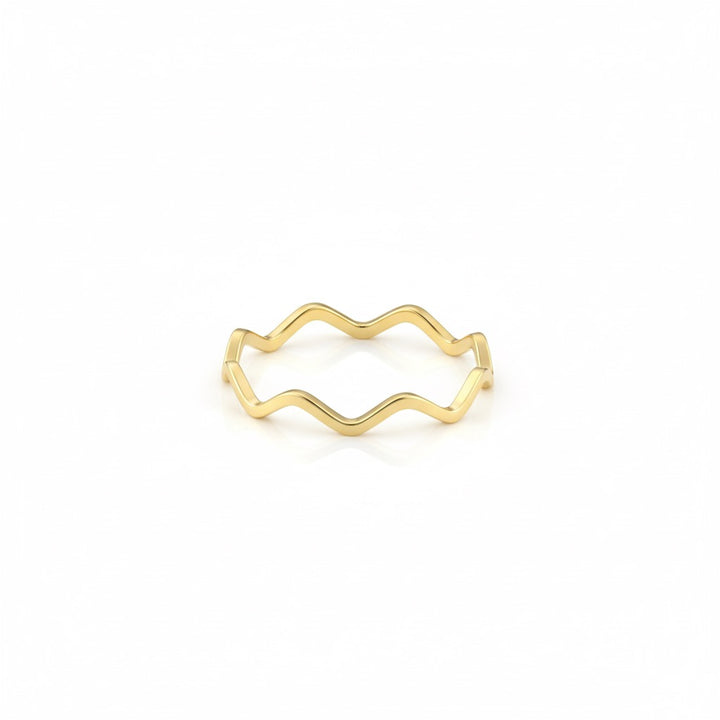 18K Gold Wave Edge Ring – Modern Minimal Form