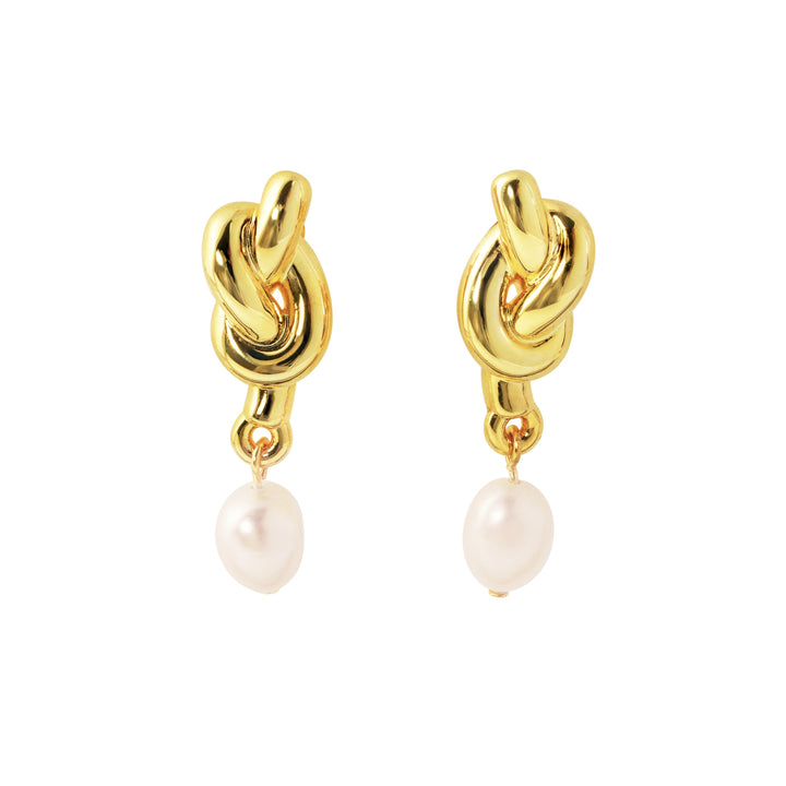 Fine Jewelry Summer Large Light Masculine Irregular Natural Pearl Knot 999 Sterling Silver Electroforming Dangling Earrings - Noora & Co.
