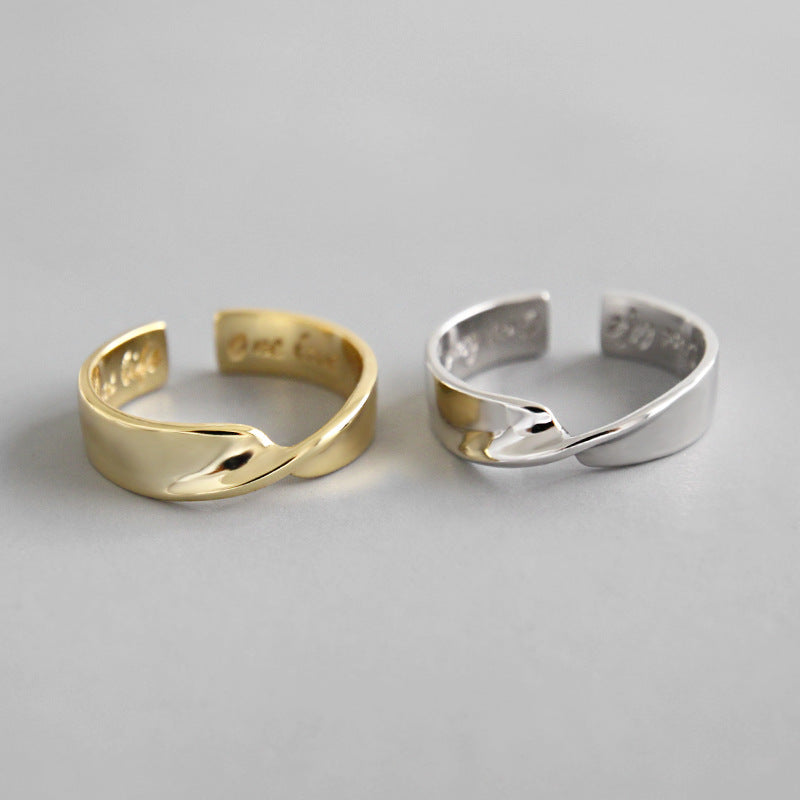 Fashion Twisted Cross 925 Sterling Silver Adjustable Ring - Noora & Co.