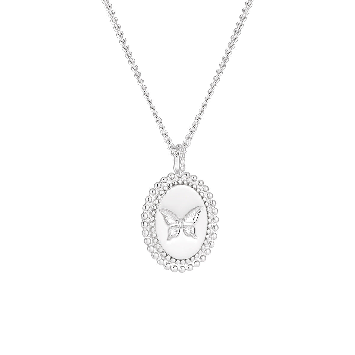 Anniversary Oval Butterfly Oval Signet 925 Sterling Silver Necklace - Noora & Co.