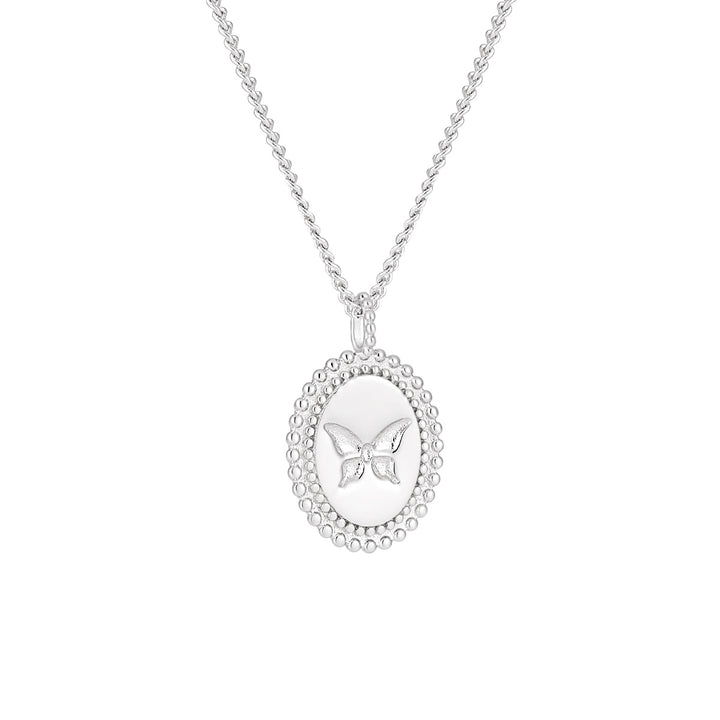 Anniversary Oval Butterfly Oval Signet 925 Sterling Silver Necklace - Noora & Co.