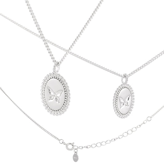 Anniversary Oval Butterfly Oval Signet 925 Sterling Silver Necklace - Noora & Co.