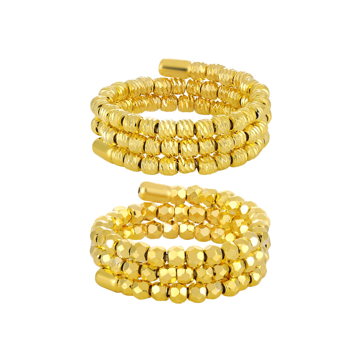 Fashion Irregular Triple Layers Rhombus Beads 925 Sterling Silver Adjustable Ring - Noora & Co.