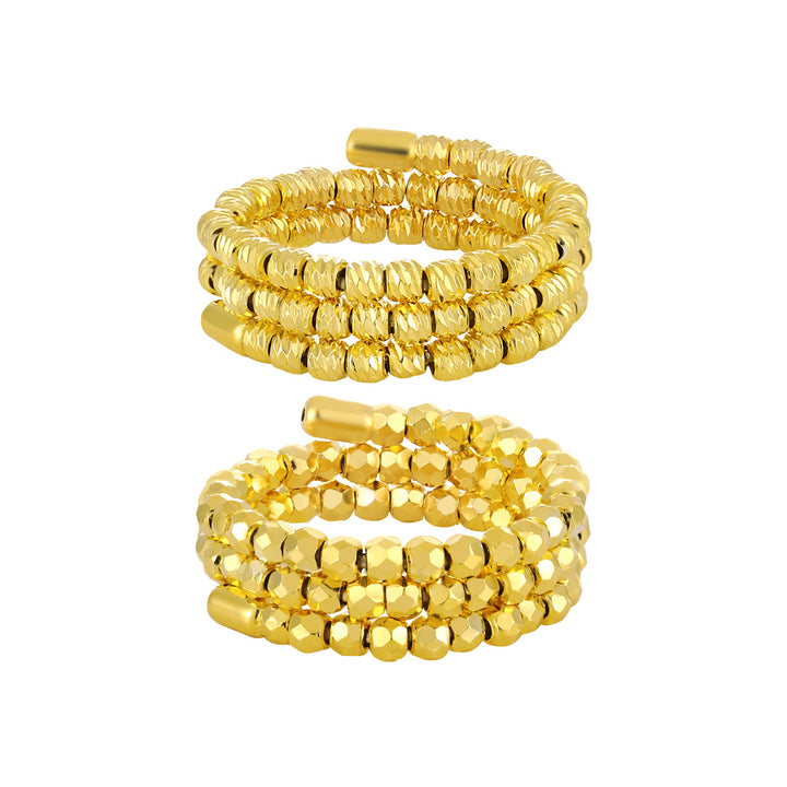 Fashion Irregular Triple Layers Rhombus Beads 925 Sterling Silver Adjustable Ring - Noora & Co.