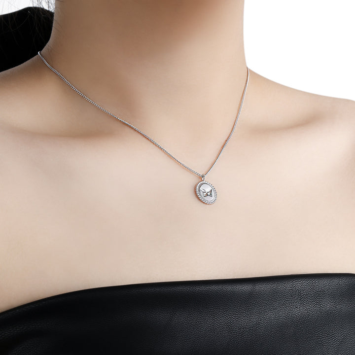 Anniversary Oval Butterfly Oval Signet 925 Sterling Silver Necklace - Noora & Co.