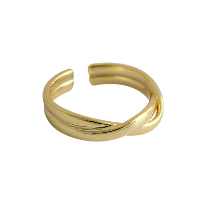 Ins Lines Cross Twisted 925 Sterling Silver Adjustable Ring - Noora & Co.