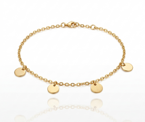 18K Gold Dainty Disc Charm Bracelet