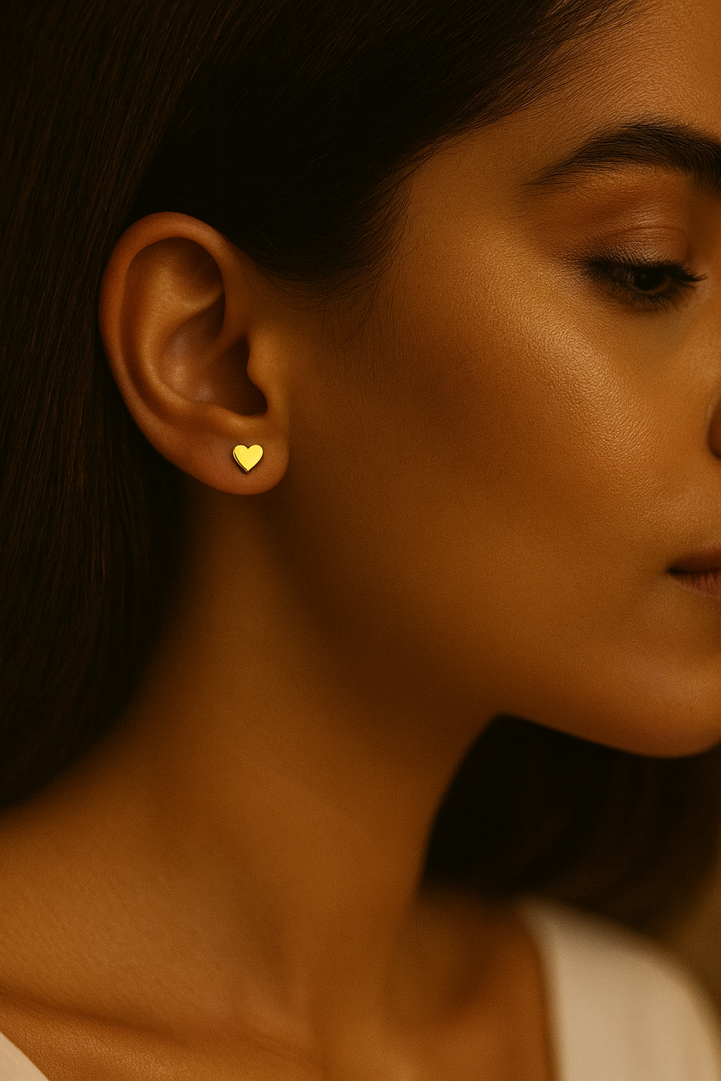 18K Gold Heart Earring