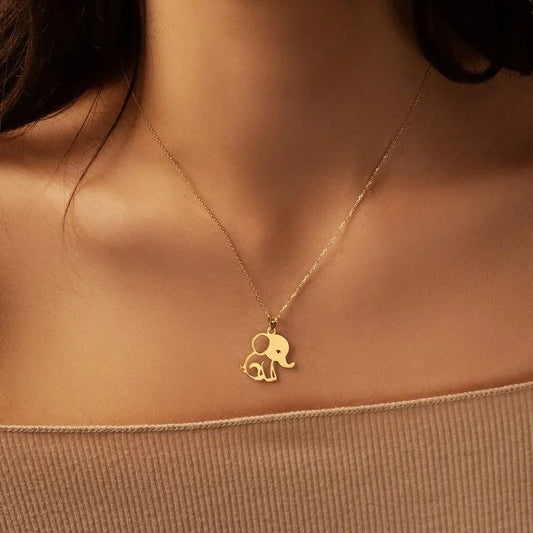 18K Gold Elephant Necklace