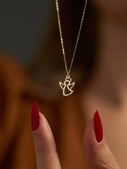 18K Gold Angel Necklace