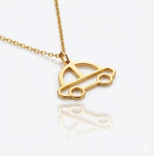 18K Gold Baby Car Necklace