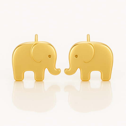 18K Gold Elephant Earrings