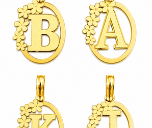 18K Gold Floral Monogram Pendant – Personalized Initial Letter Charm