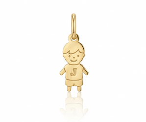 18K Gold Boy & Girl Initial Charm – Personalized Tiny Letter Pendant