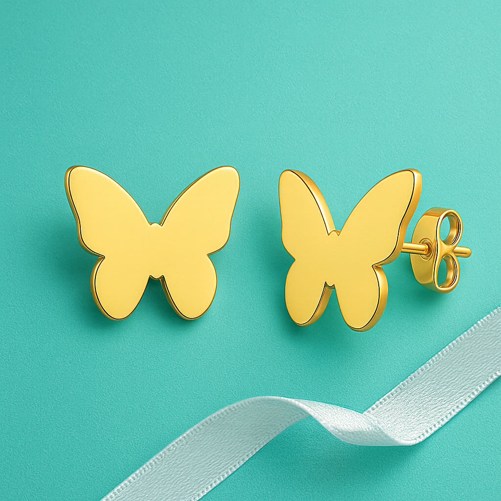 18K Gold Butterfly Earring