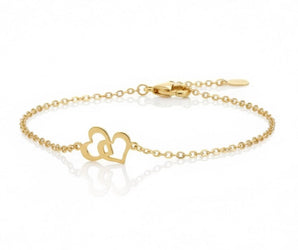 18K Gold Baby Double Heart Bracelet