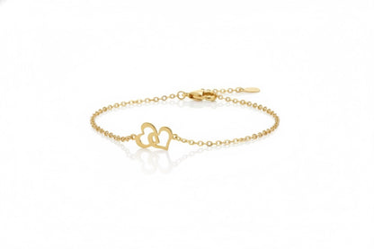 18K Gold Baby Double Heart Bracelet