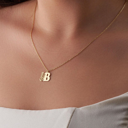 18K Gold Butterfly Letters Necklace - Noora & Co.