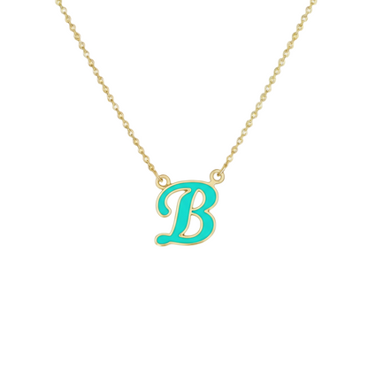 18K Gold Turquoise Enamel Initial Necklace – A to Z Letters - Noora & Co.