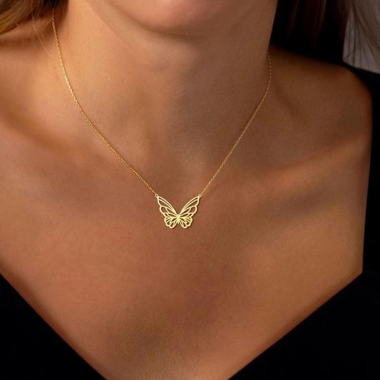 18K Gold Butterfly Necklace