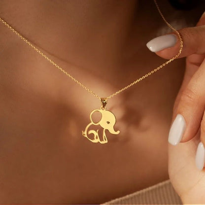 18K Gold Elephant Necklace