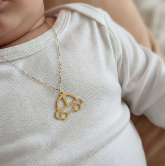 18K Gold Baby Car Necklace