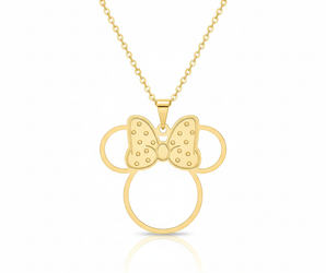 18K Gold Minnie Inspired Necklace – Cute Bow Pendant Necklace