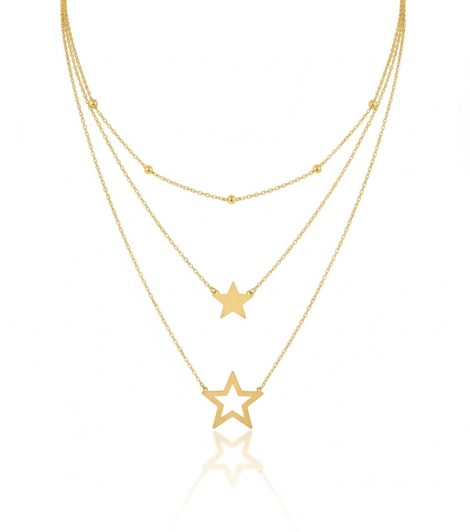 18K Gold Triple-Line Necklace - Noora & Co.