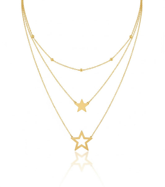 18K Gold Triple-Line Necklace - Noora & Co.