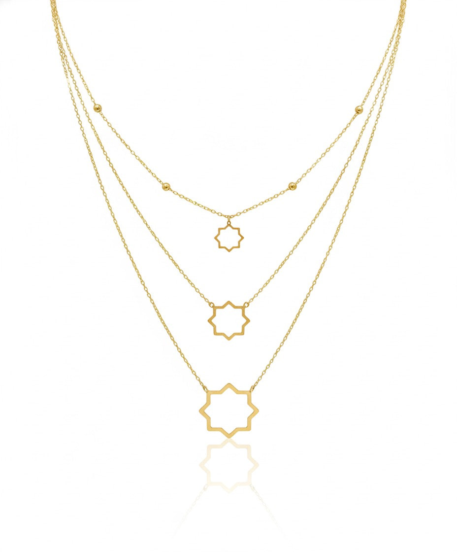 18K Gold Triple-Line Necklace - Noora & Co.