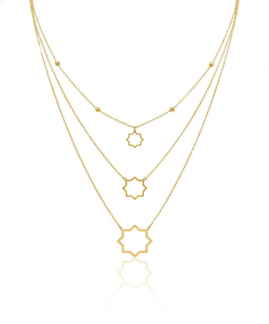 18K Gold Triple-Line Necklace - Noora & Co.