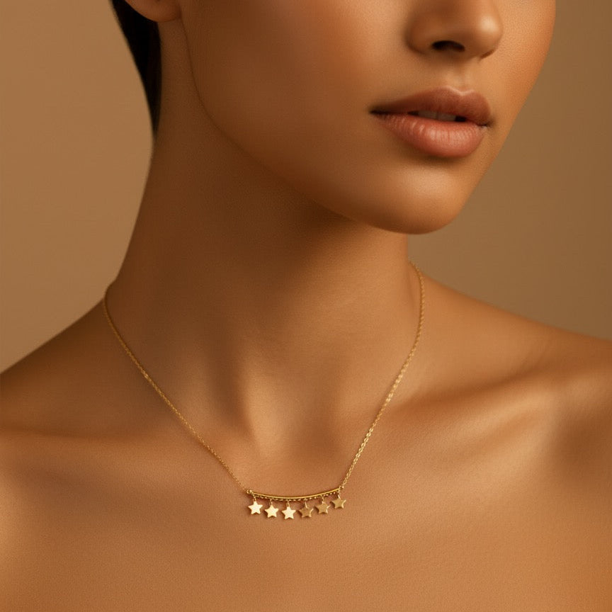 18K Gold Star Line Necklace - Noora & Co.