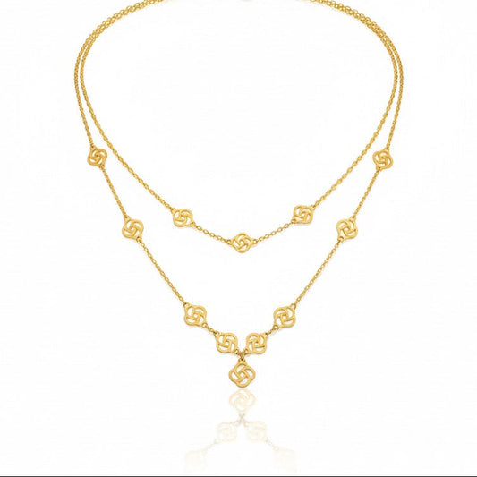 18K Gold Double Line Flower Necklace - Noora & Co.
