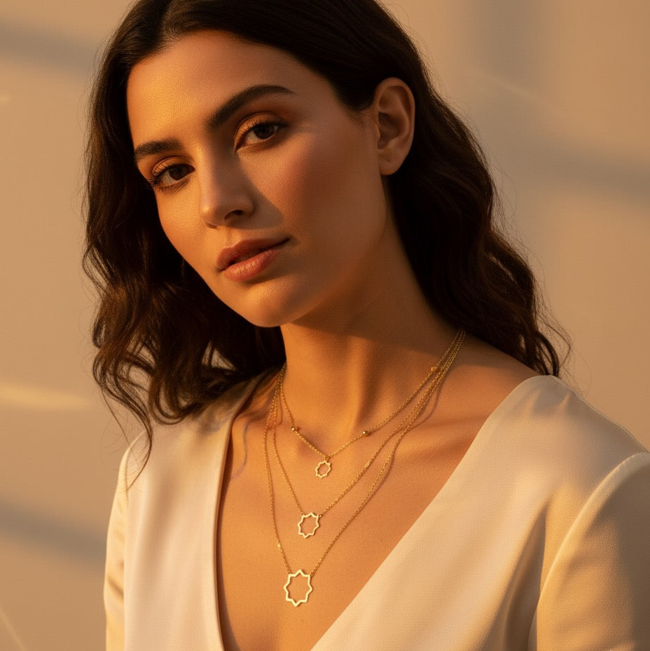 18K Gold Triple-Line Necklace - Noora & Co.