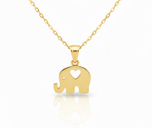 18K Gold Heart-Elephant Necklace - Noora & Co.