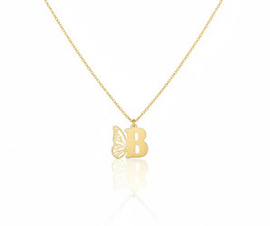 18K Gold Butterfly Letters Necklace - Noora & Co.