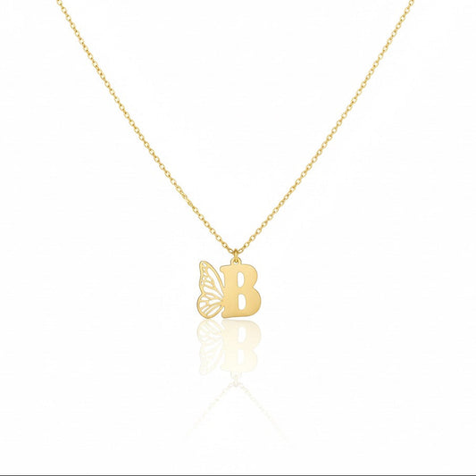 18K Gold Butterfly Letters Necklace - Noora & Co.