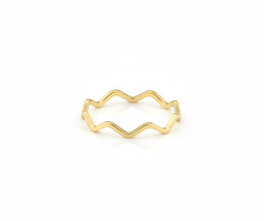 18K Gold Wave Edge Ring – Modern Minimal Form - Noora & Co.