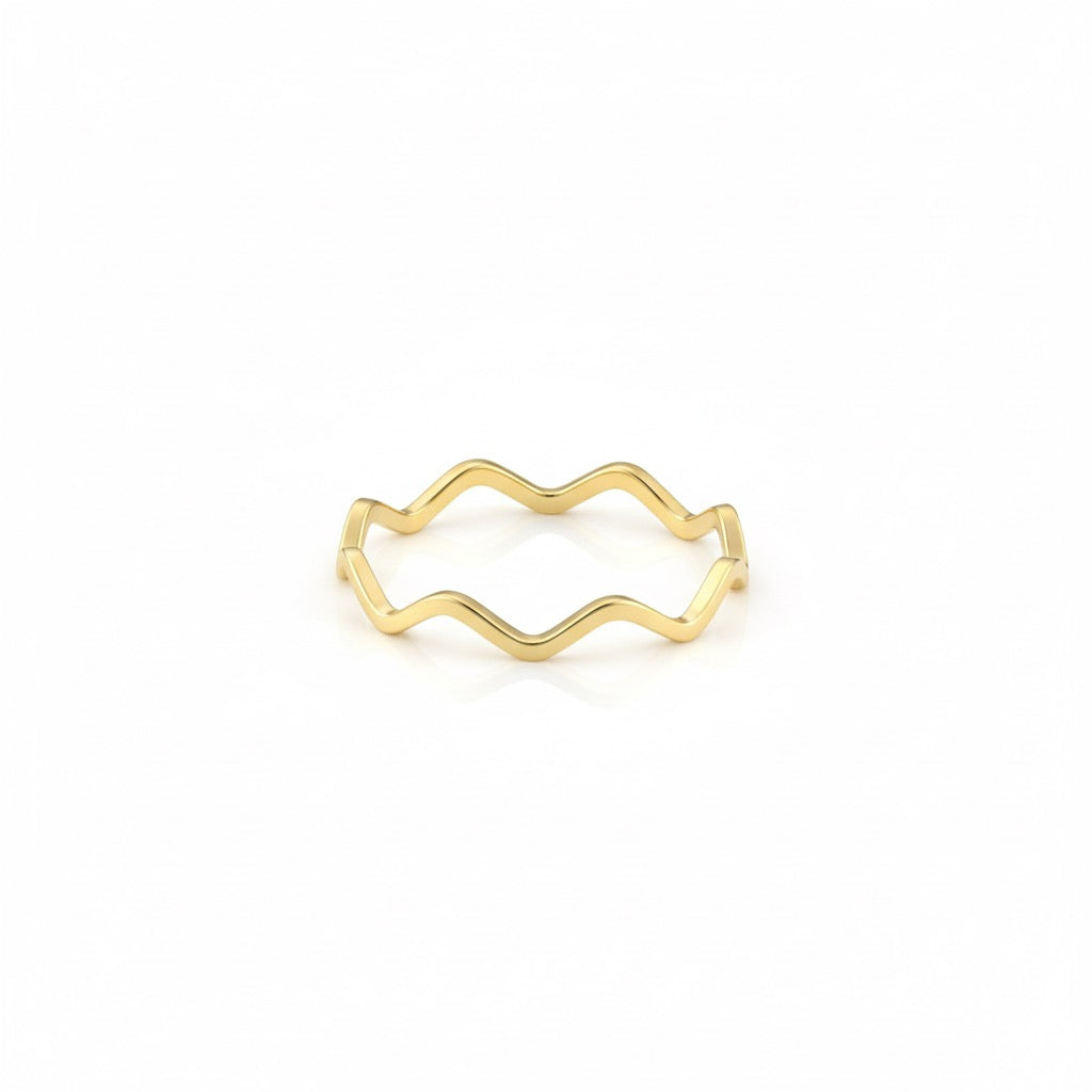 18K Gold Wave Edge Ring – Modern Minimal Form - Noora & Co.