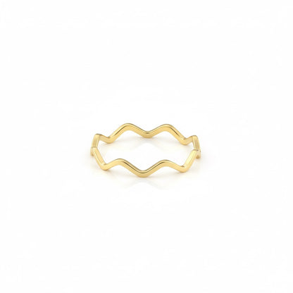 18K Gold Wave Edge Ring – Modern Minimal Form - Noora & Co.