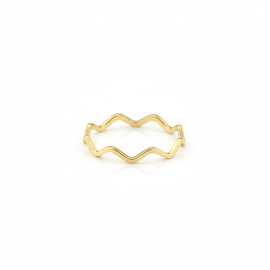 18K Gold Wave Edge Ring – Modern Minimal Form - Noora & Co.