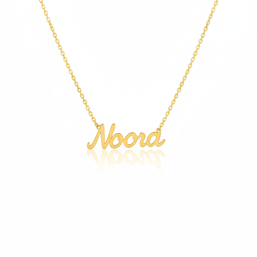 18K Solid Gold Custom Name Necklace – Arabic or English - Noora & Co.