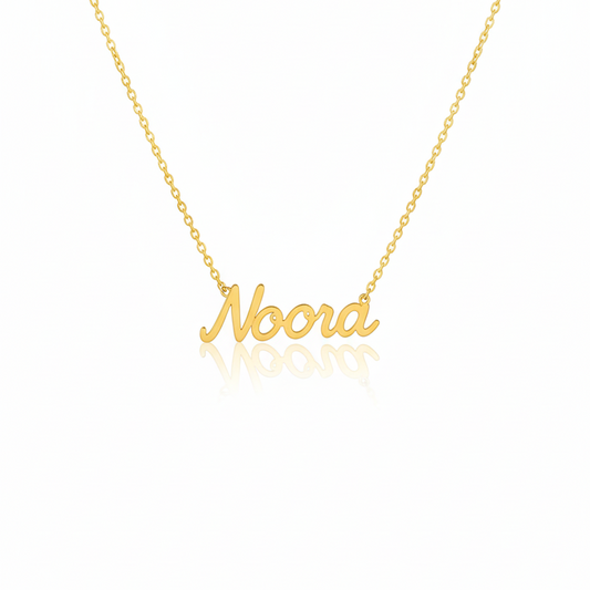 18K Solid Gold Custom Name Necklace – Arabic or English - Noora & Co.