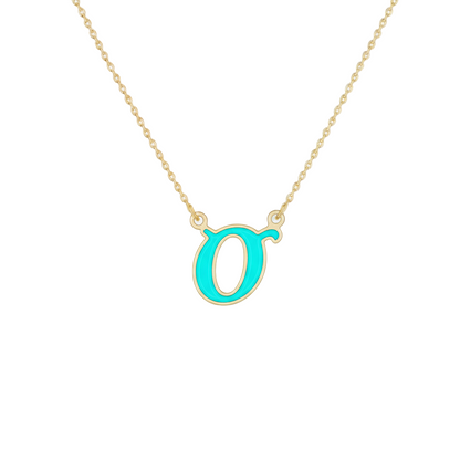 18K Gold Turquoise Enamel Initial Necklace – A to Z Letters - Noora & Co.
